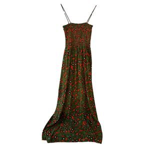 CY maxi dress green/ red floral S poly